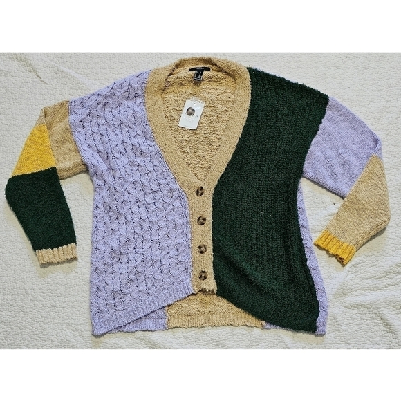 NWT Forever 21 Colorblock Cardigan Sweater - Picture 5 of 8